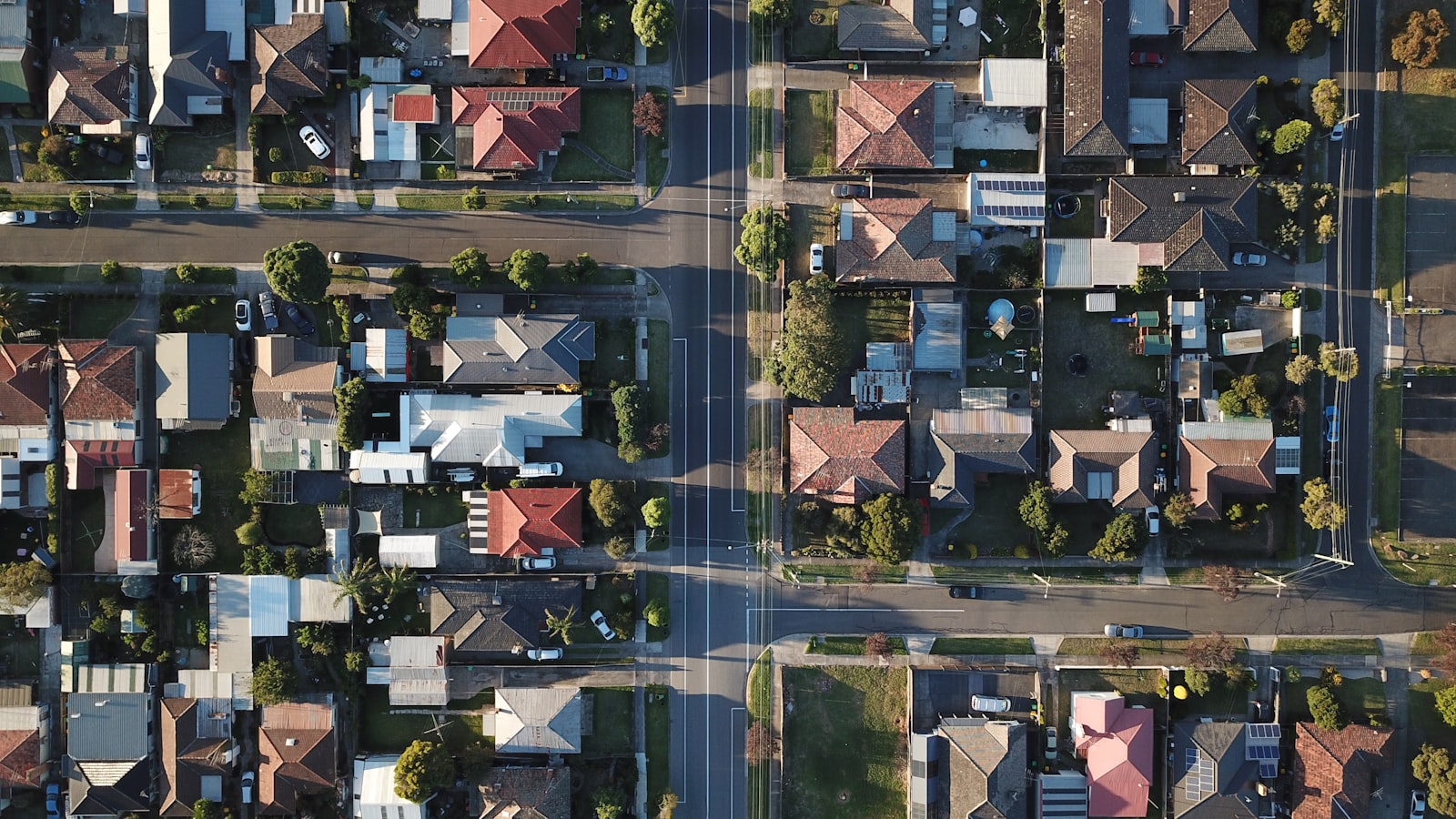 A residential neighborhood from above